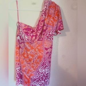 One shoulder silk top